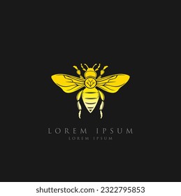 Honey bee logo template design with honey drop. Bee logo vector, honey Bee logo. Honey bee round stamp line logo