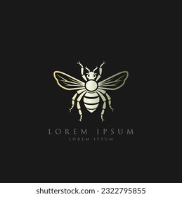 Honey bee logo template design with honey drop. Bee logo vector, honey Bee logo. Honey bee round stamp line logo