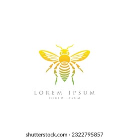 Honey bee logo template design with honey drop. Bee logo vector, honey Bee logo. Honey bee round stamp line logo