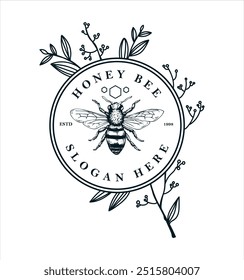 Diseño de Plantilla de logotipo de abeja de miel 