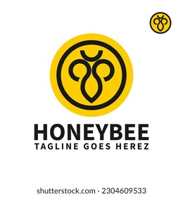 Plantilla de logotipo de abejas doradas , plantilla de logotipo de arte de línea , plantilla de logotipo abstracto