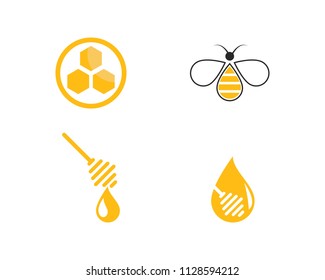 Honey Bee Logo Template vector icon illustration desig