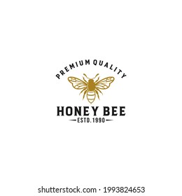 honey bee logo template in white background