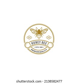 plantilla de logotipo de abeja miel en fondo blanco