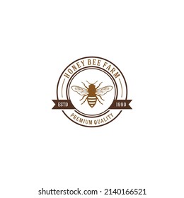 plantilla de logotipo de abeja miel en fondo blanco