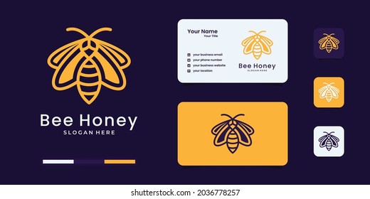 Honey bee logo with unique outline style logo design inspiration.