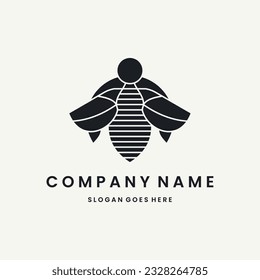 Honey bee  Logo vector design template black logo and white background