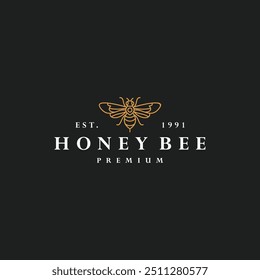 Honigbienen-Logo, Vektorhipster, Vintage-Symbol, Illustration