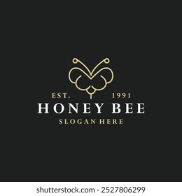 Honigbienen-Logo, Vektorhipster, Vintage-Symbol, Illustration