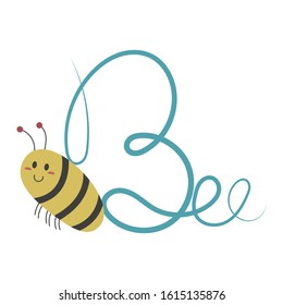 Honey bee logo vector. Honey bee icon. Bee insect cartoon. 