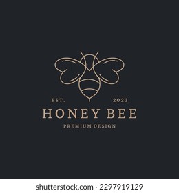 Honey bee logo vector icon illustration hipster vintage retro .