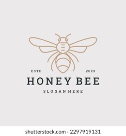 Honey bee logo vector icon illustration hipster vintage retro .