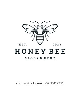 Honey bee logo vector icon illustration hipster vintage retro .