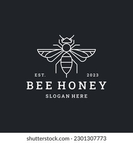 Honey bee logo vector icon illustration hipster vintage retro .