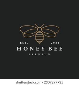 Honey bee logo vector icon illustration hipster vintage retro .