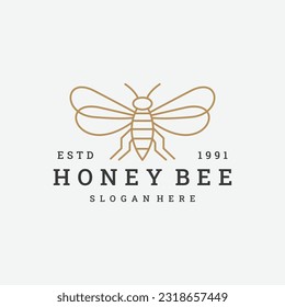 Honig Bienen Logo Vektorsymbol Illustration hipster vintage Retro.