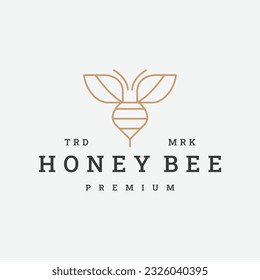 Honey bee logo vector icon illustration hipster vintage retro .