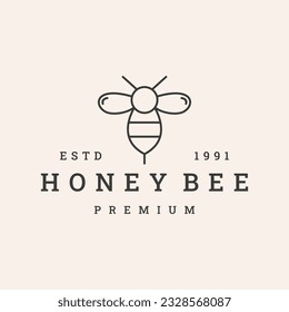 Honey bee logo vector icon illustration hipster vintage retro 
