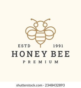 Icono del logotipo de la abeja miel icono retro vintage hipster