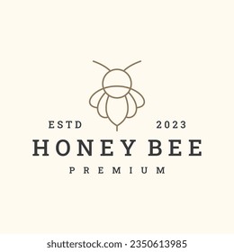 Honey bee logo vector icon illustration hipster vintage retro