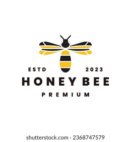 Honey bee logo vector icon illustration hipster vintage retro
