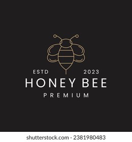 Honey bee logo vector icon illustration hipster vintage retro