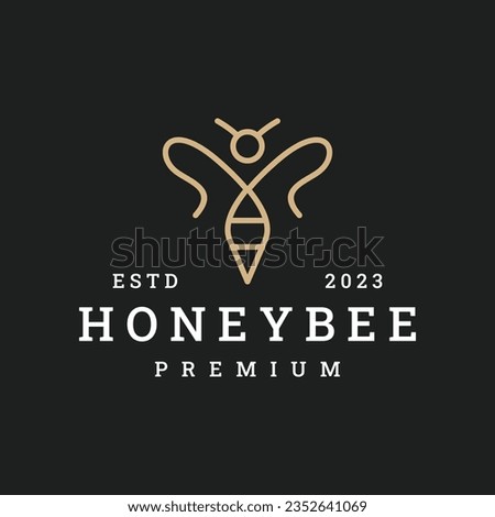 Honey bee logo vector icon illustration hipster vintage retro