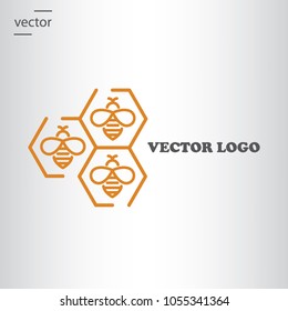 honey bee logo - vector illustration EPS, flat design icon