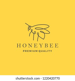 honey bee logo vector line outline monoline icon illustration