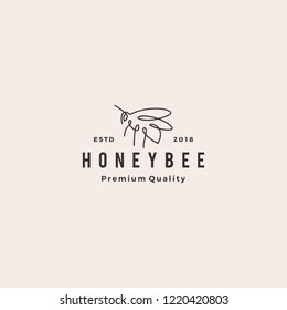 honey bee logo vector line outline monoline icon illustration