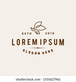 honey bee logo vector line outline icon in trendy hipster vintage classic style illustration