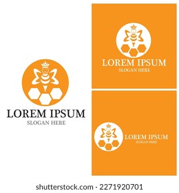 Honey bee logo vector template illustration