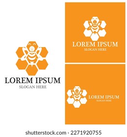 Honey bee logo vector template illustration