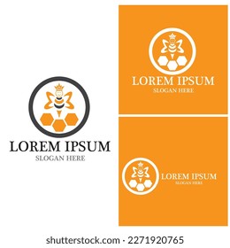 Honey bee logo vector template illustration