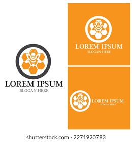Honey bee logo vector template illustration