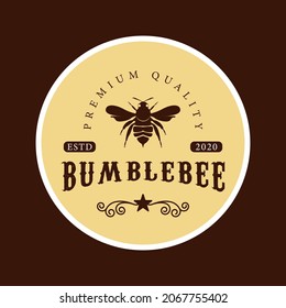 Honigbienen Logo Vintage Vektorgrafik Vorlage Symbol Grafik Design. Logo-Konzept für Logotypen und Typografie