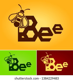 Honey Bee logotype design template, Color options, Stylized business logo idea, Vector illustration