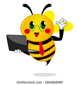 Honey Bee mascot cartoon in vector