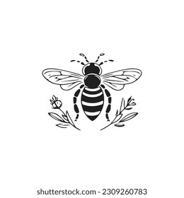 Honey Bee minimal logo icon honey bee silhouette vector