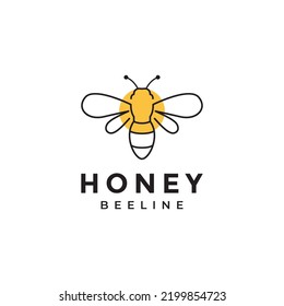 diseño del logotipo de líneas modernas de abeja miel