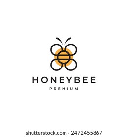 Vector de diseño de logotipo de línea de naturaleza de abeja