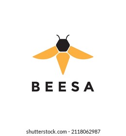 honey bee orange geometric logo design, vector graphic symbol icon sign illustration