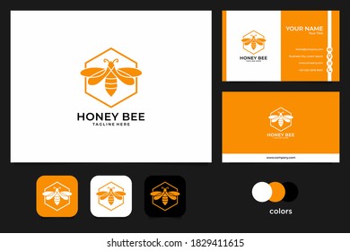 honey bee orange logo design and business card