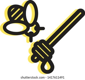 Honey Bee over Honey dipper - Icon as EPS 10 File