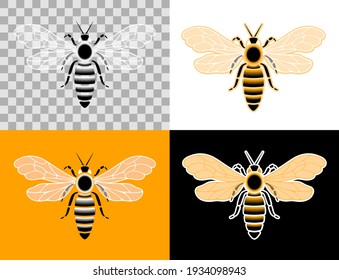 Honey Bee Pictogram. Designed in a flat style graphic set of pictograms, which are represented a honey bee insect.