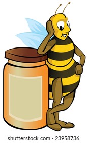 Honey bee resting with one container