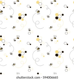  Honey Bee Seamless Pattern, Kid Design