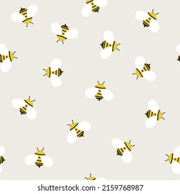 Honey bee seamless pattern. Simple cartoon print. Vector hand drawn illustration. 