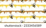 honey bee seamless pattern splash honeycomb vector insect scarf isolated cartoon gift wrapping paper repeat background tile wallpaper illustration doodle textile design
