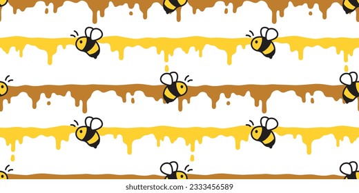 honey bee seamless pattern splash honeycomb vector insect scarf isolated cartoon gift wrapping paper repeat background tile wallpaper illustration doodle textile design